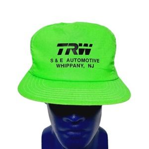 Vintage 80s Neon Green Snapback Hat TRW Automotive Advertising Retro